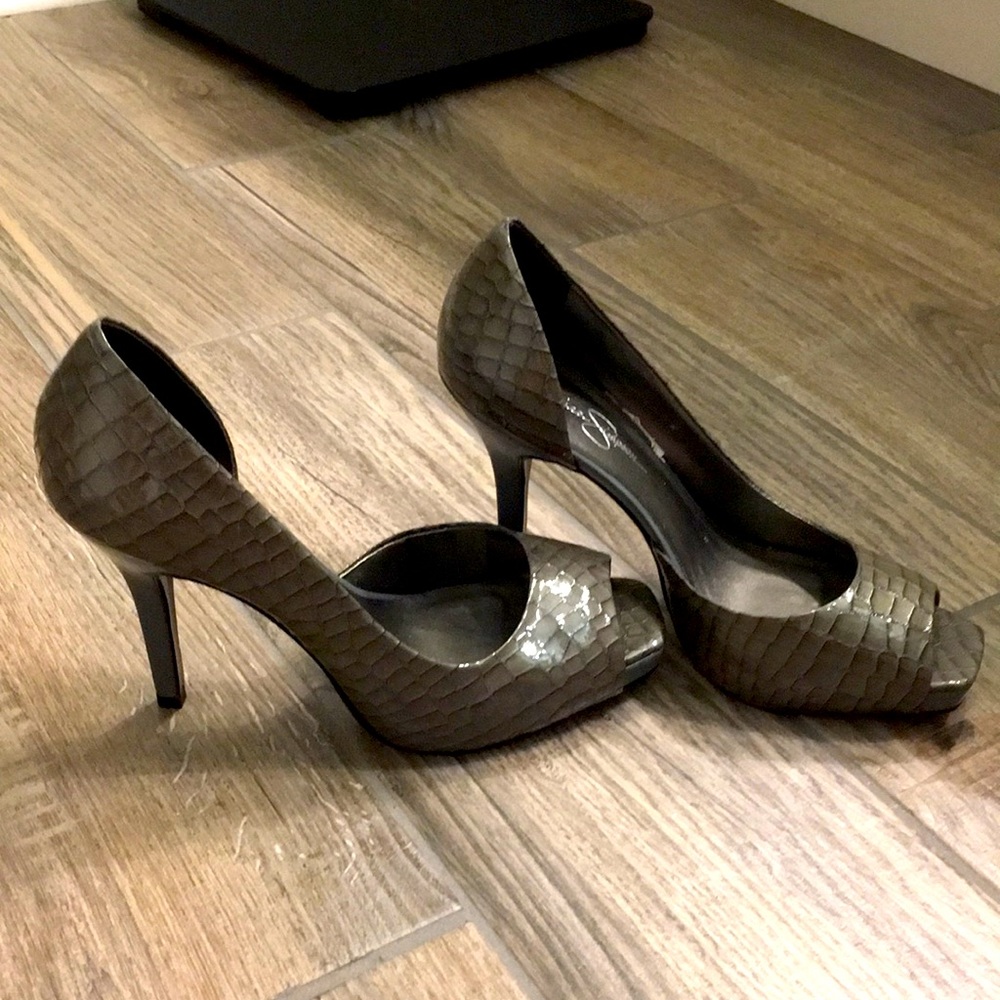 Gray Snake Print Heels